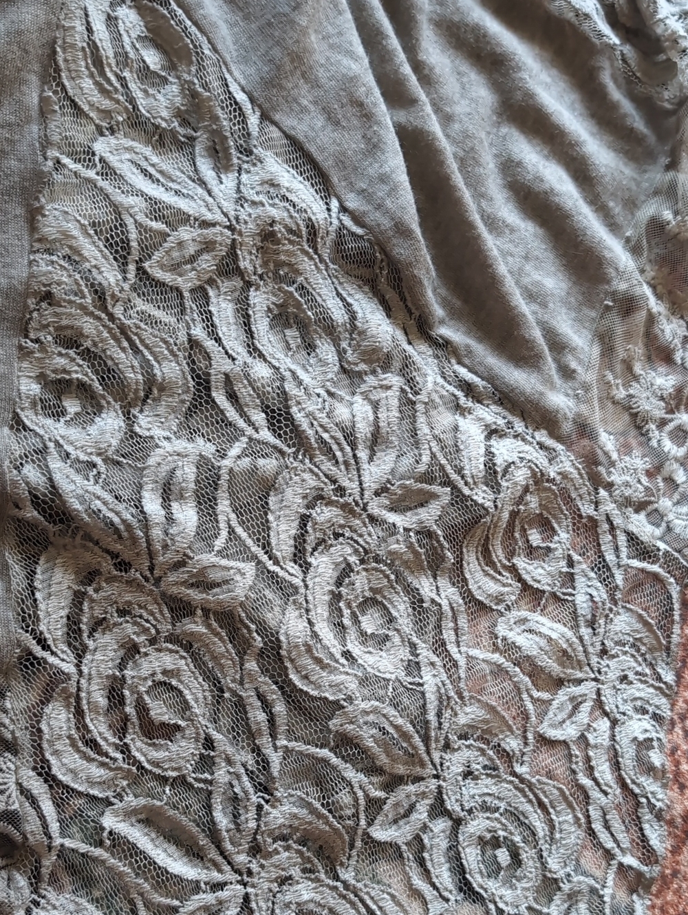 Aziza by Biz Gray Lace Hem Sleeveless Boho Midi Dress Shark Bite Hem - Picture 15 of 15